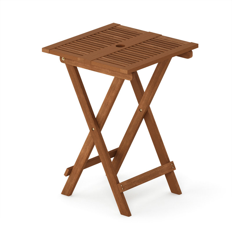 Square Folding Outdoor Bistro Table With Umbrella Hole , 51.1cm cm W 51.1cm cm D