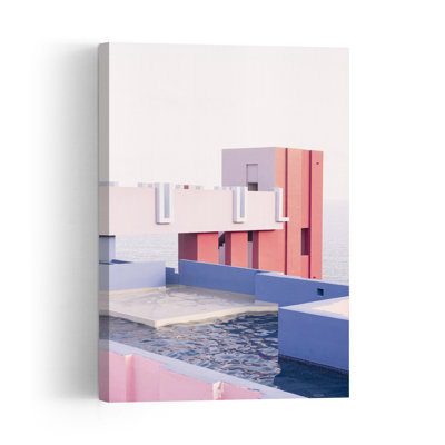 La Muralla Roja 1 Abstract Colorful Geometric Architecture Ocean Wall Art Print 1 Piece Wrapped Canvas Wall Art