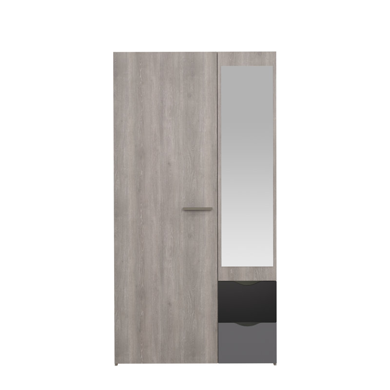 Samira 2 Door Manufactured Wood Wardrobe, Grey Oak/Matt Grey