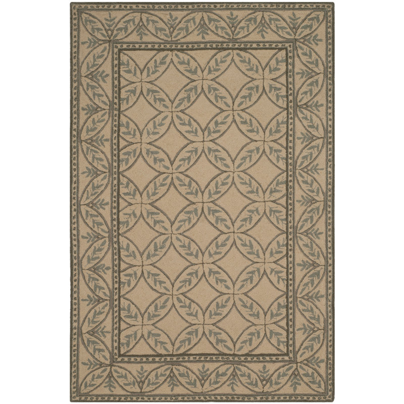 Tapis floral en laine touffeté à la main Flythe Wilton, Rectangle 5 pi 6 po x 8 pi 6 po