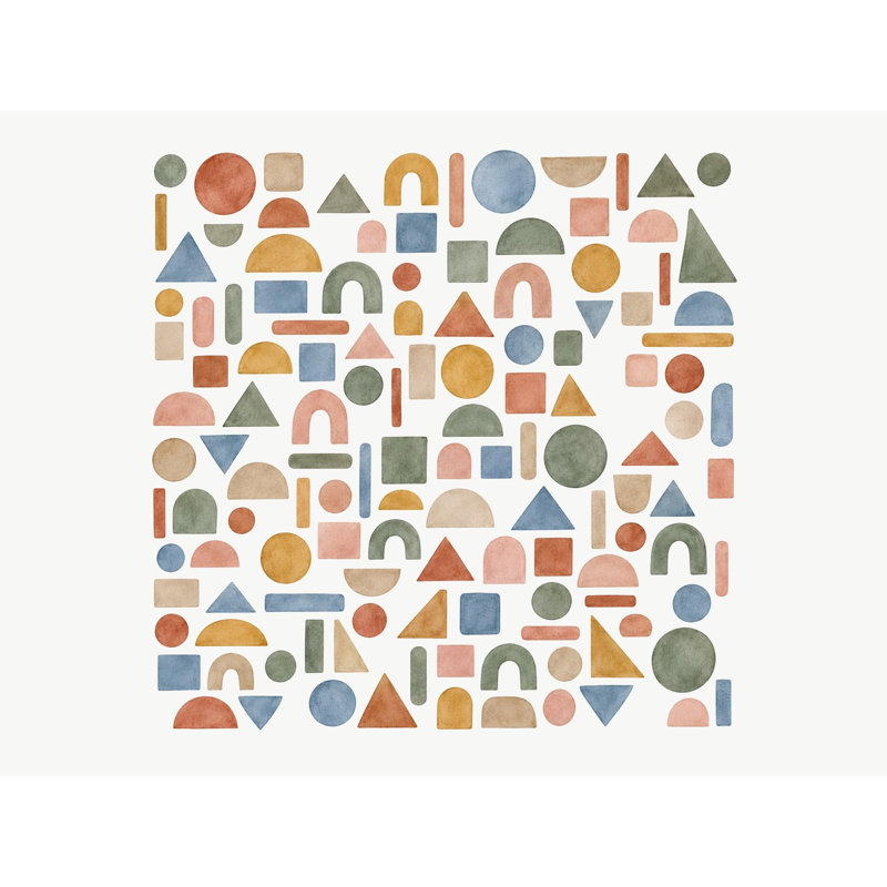 Geometric Shape Wall Decals, Set of 130 Peel and Stick Nursery Wall Stickers, Satin Finish Removable Kids Room Wall Art, 20"W x 20"H (50 x 50 cm)