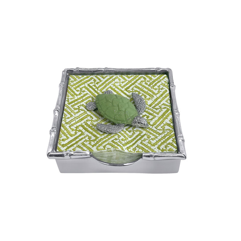 Palmy Nights Green Turtle Bamboo Napkin Holder