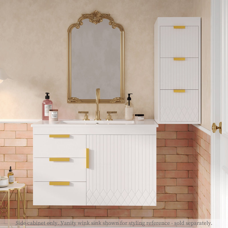 Armoire murale flottante, armoire latérale de 12 pouces avec tiroirs, armoire multifonctionnelle pour salle de bain, salon (meuble-lavabo non inclus)