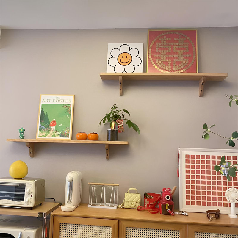 Tablette murale flottante en bois massif, H 6,29 po x l 23,62 po x P 5,9 po