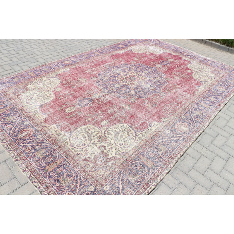 Tapis turc Oushak tissé à la main surdimensionné bleu idéal pour un look rafraîchissant d'inspiration rétro dans votre décor