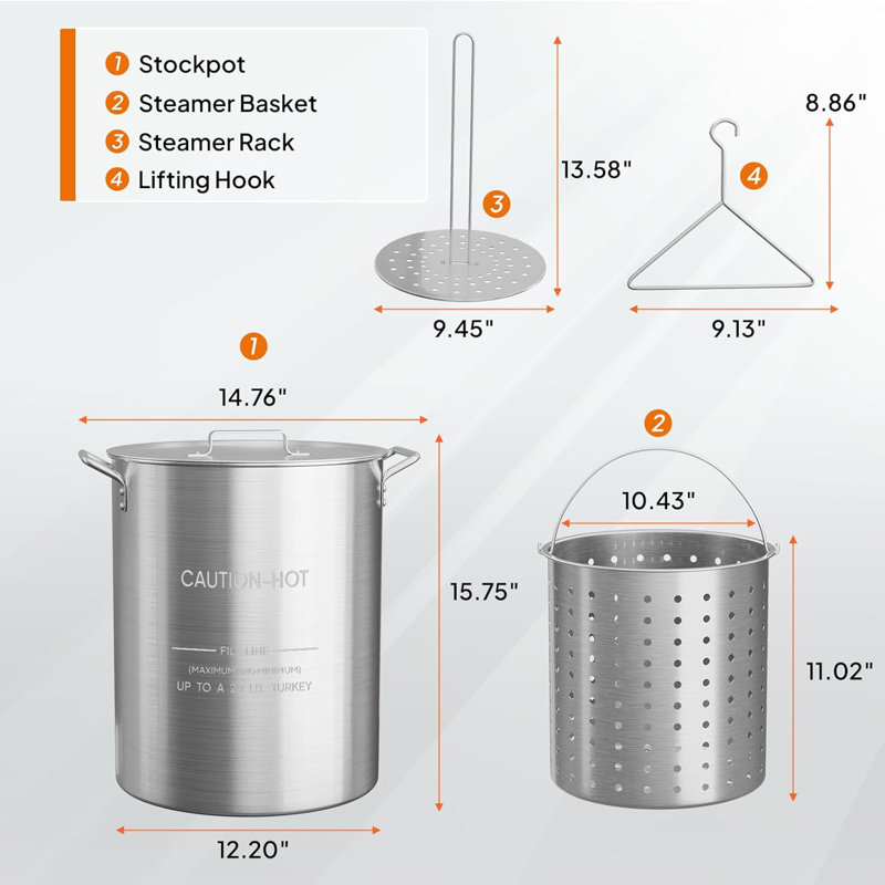 30QT Aluminum  Seafood Boil Pot