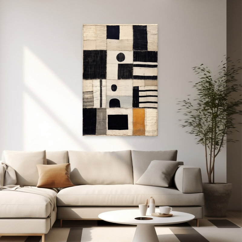 Art contemporain abstrait géométrique, H 60 po x l 40 po
