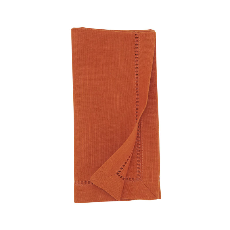 Rowles Hemstitched Border Dinner Napkin, 22" L x 22" W, Orange