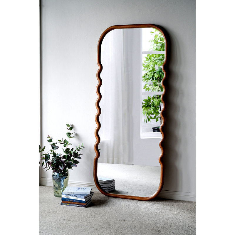 Miroir surdimensionné en bois 31,4 x 1,4 x 74 po avec cadre brun unique