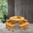 Raeis 70.05'' Outdoor Picnic Table with 4 Built-in Benches, Round Outdoor Table with Umbrella Hole , Seats Up To 8 Persons-964245598