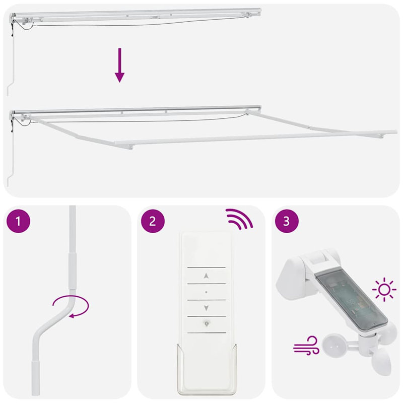 Brayden Studio Retractable Door / Window Awning, 500 cm W x 350 cm D, White