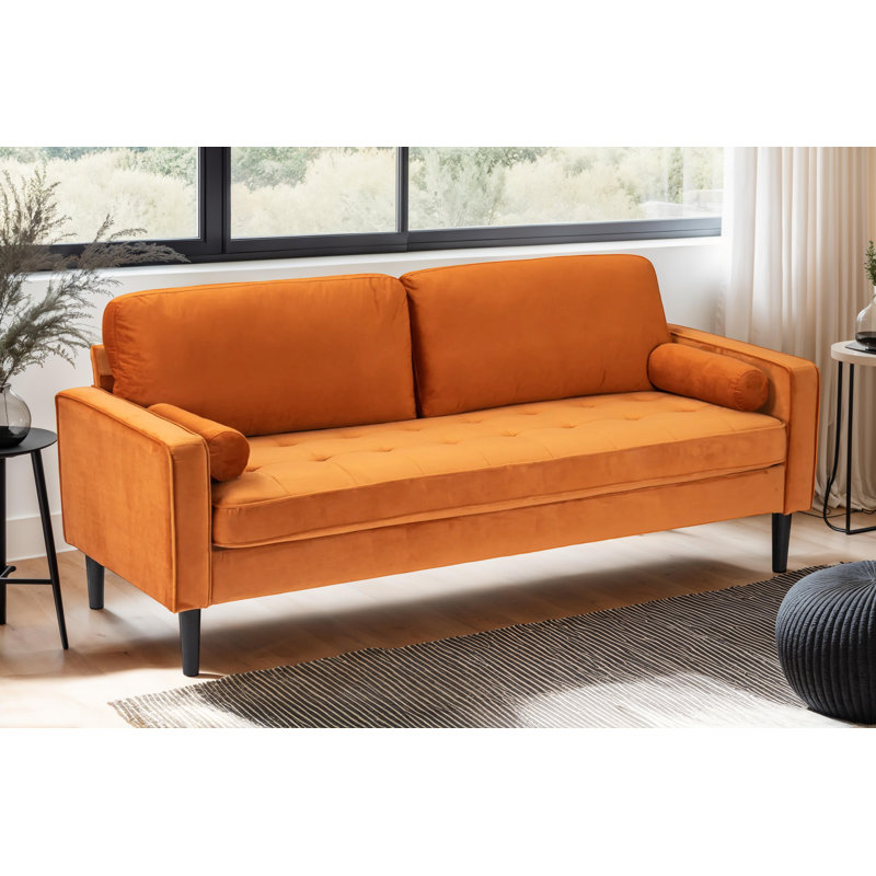 Baity Cushioned Loveseat Sofa, 3, Velvet Orange