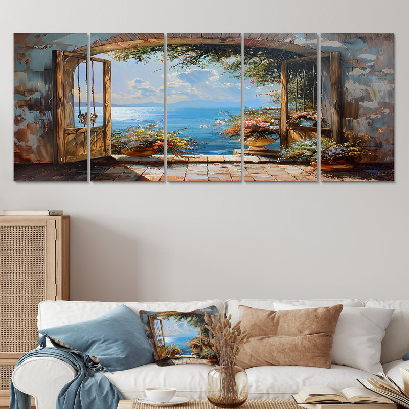 Rosenfeld - "Coastal Windows", art mural sur toile 5 pièces, H 28 po x l 60 po
