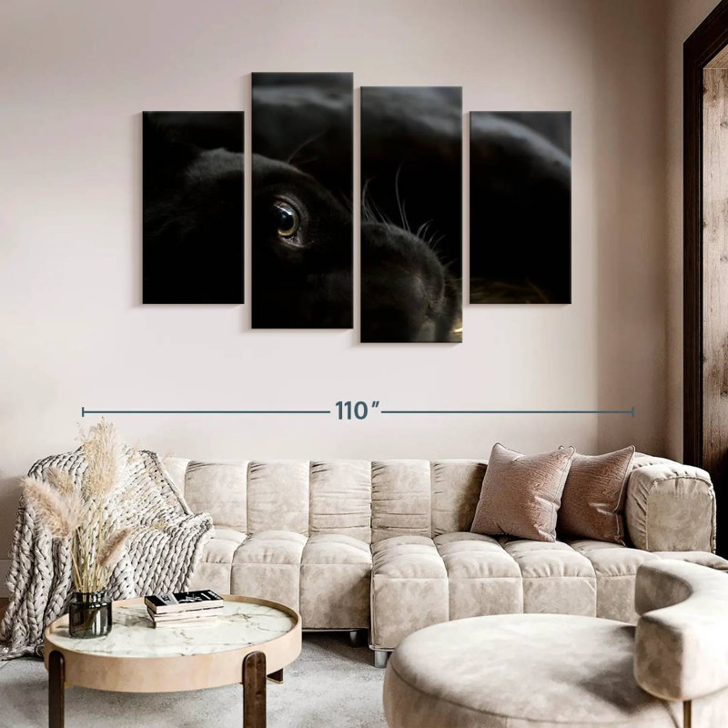 " Comfortable Black Panther " 4 - Pieces, 84" H x 54" W x 1.25" D