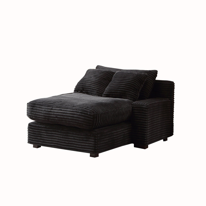 Upholstered Accent Chair, Black Corduroy