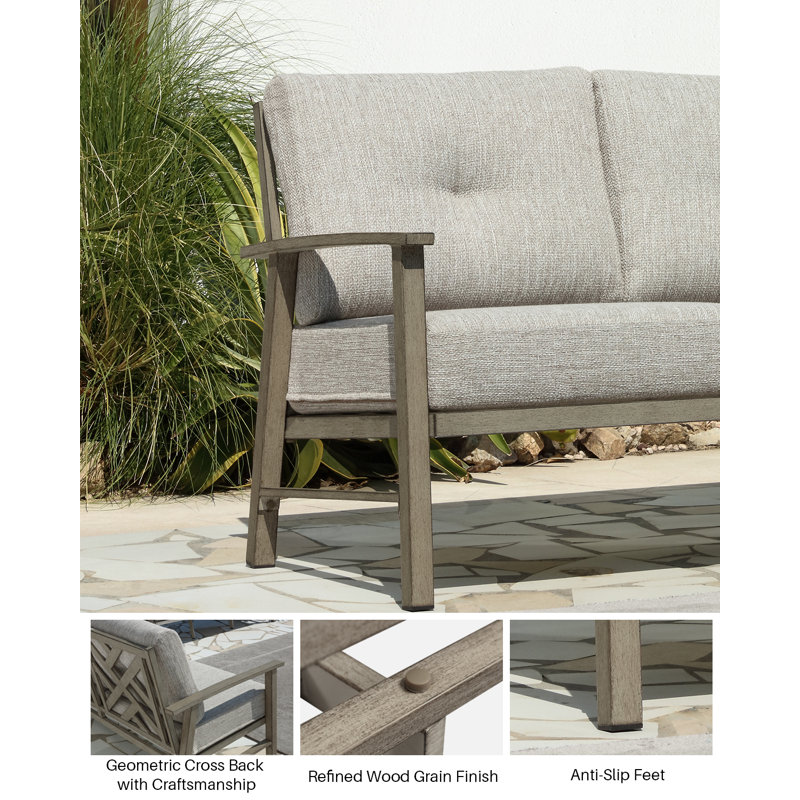 SeeHill Aluminum 3-Seater Outdoor Sofa, Weather-Resistant Sofa with 5.9'' Cushions, UV-Resistant, Durable for Patio, Porch, Backyard, Balcony, Roof Terrace, Cafe, Dark Gray