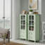 Buffet minimaliste avec portes en verre et double tiroir, armoire de rangement moderne en bois pour le salon, le couloir d'entrée de la salle à manger (vert menthe)