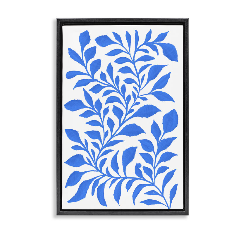 Toile flottante encadrée «Blue Snake Plant» par Martina Pavlova, Cadre flottant noir de jais, H 31 po x l 21 po