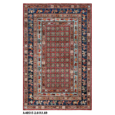 One-of-a-Kind Alfio Hand-Knotted New Age Wool Area Rug in Blue/Red/Orange