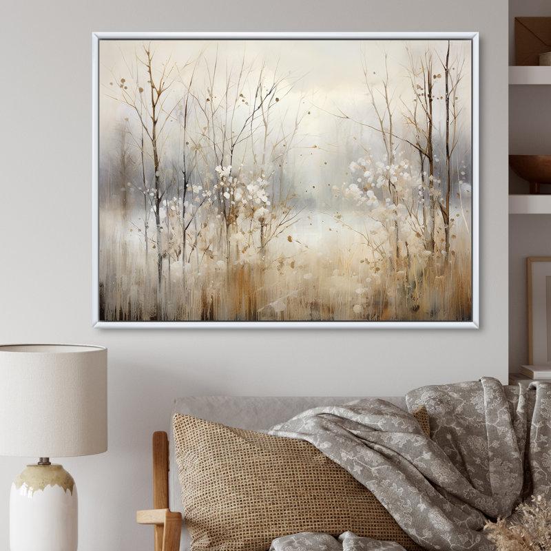«Winter Meadow View calmness II», impressions sur toile Meadow, H 44 po x l 34 po, Reproduction avec cadre flottant, Blanc