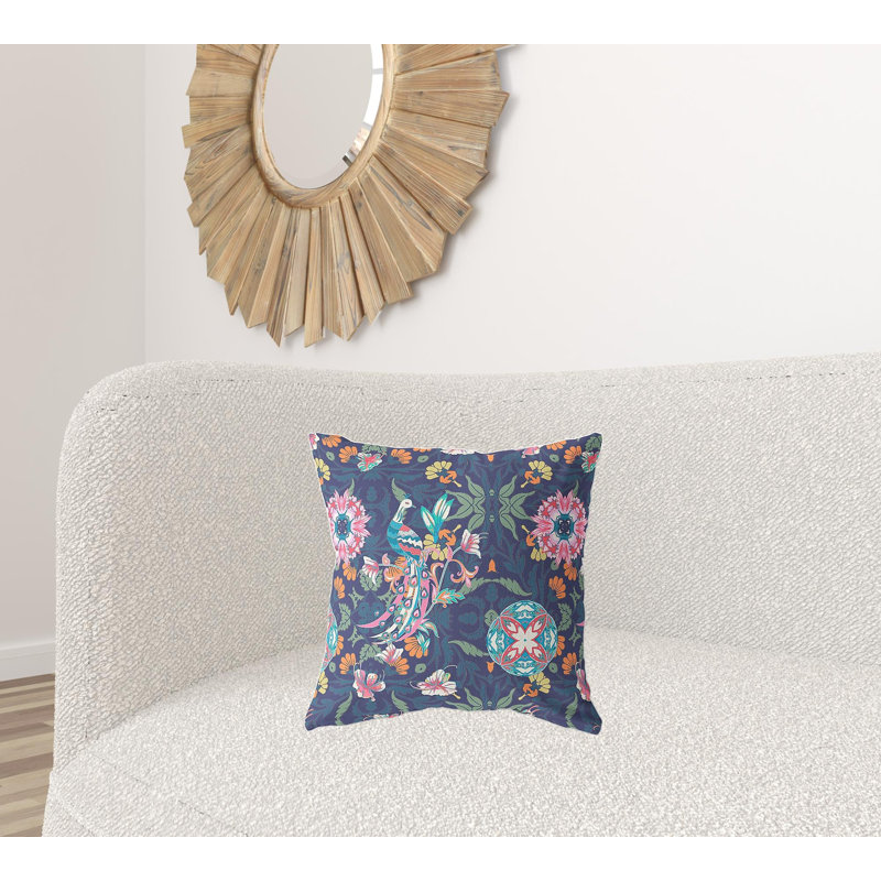 Coussin 18 po x 18 po Broadcloth, Bleu / rose