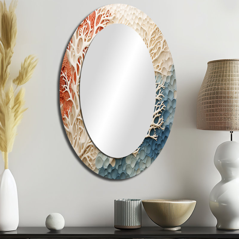 Miroir mural rose et blanc Coastal Coral Collage I - Coastal, 36 po x 24 po