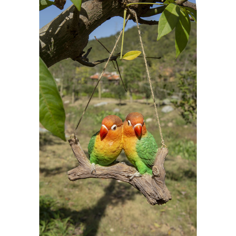 Vibrant Multicolor Resin Lovebirds Hanging Decor