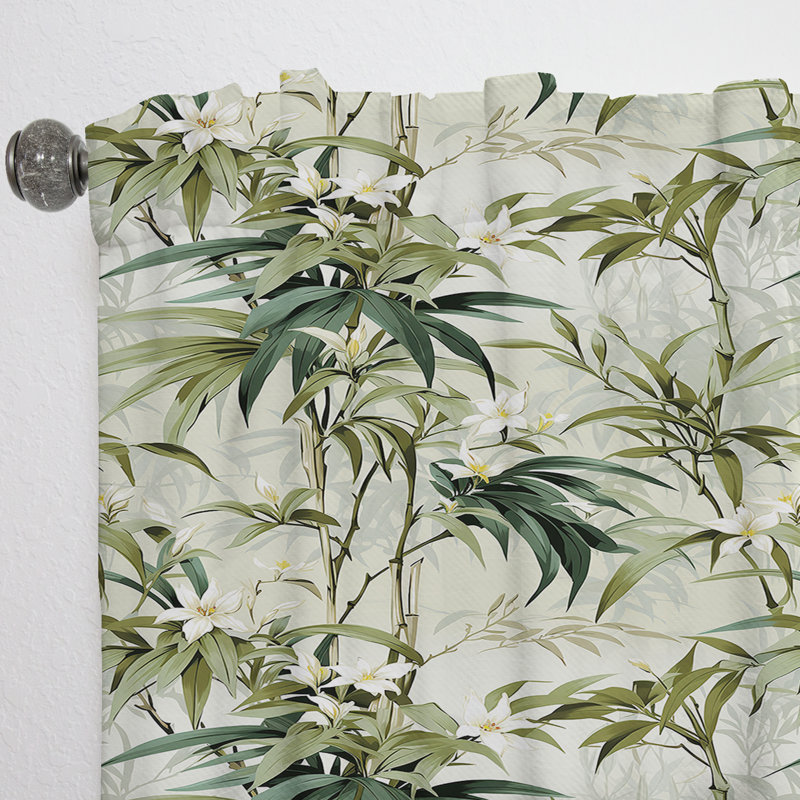 Tropical Zen Bamboo Pattern III - Tropical Curtain - Velvet Room Darkening - 1 panel, 52" W x 95" L