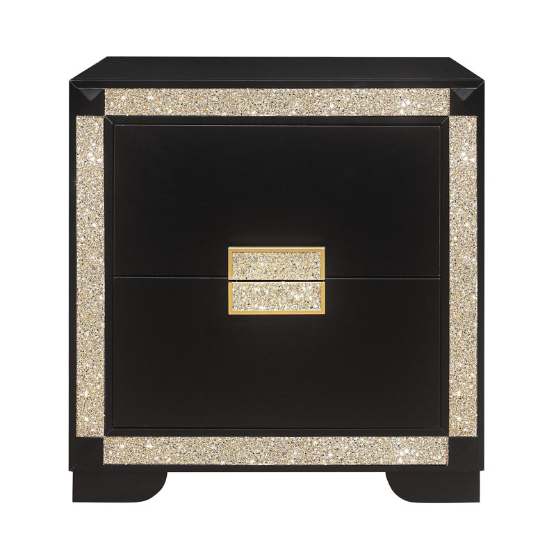 Noir vivant / or table de chevet
