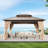 10 ft. x 14 ft. Hardtop Gazebo with Aluminum Frame,Double Roof Gazebo with Nettings and Curtains