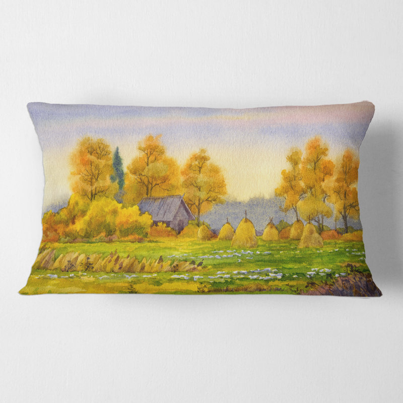 Haystacks on Fields II Rectangular Pillow Cover & Insert