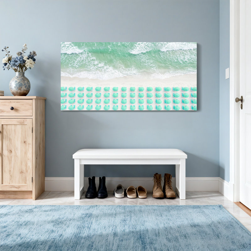 Motif de vagues et de paysages océaniques, H 20 po x l 40 po