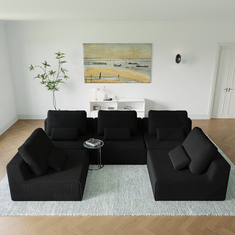 One-seat sofa,Luxury Boucle Floor Couch,Convertible Compressed Couch,Spacious Foam-Filled Sofa for Living Room, Free Combination(Only 1 seat)