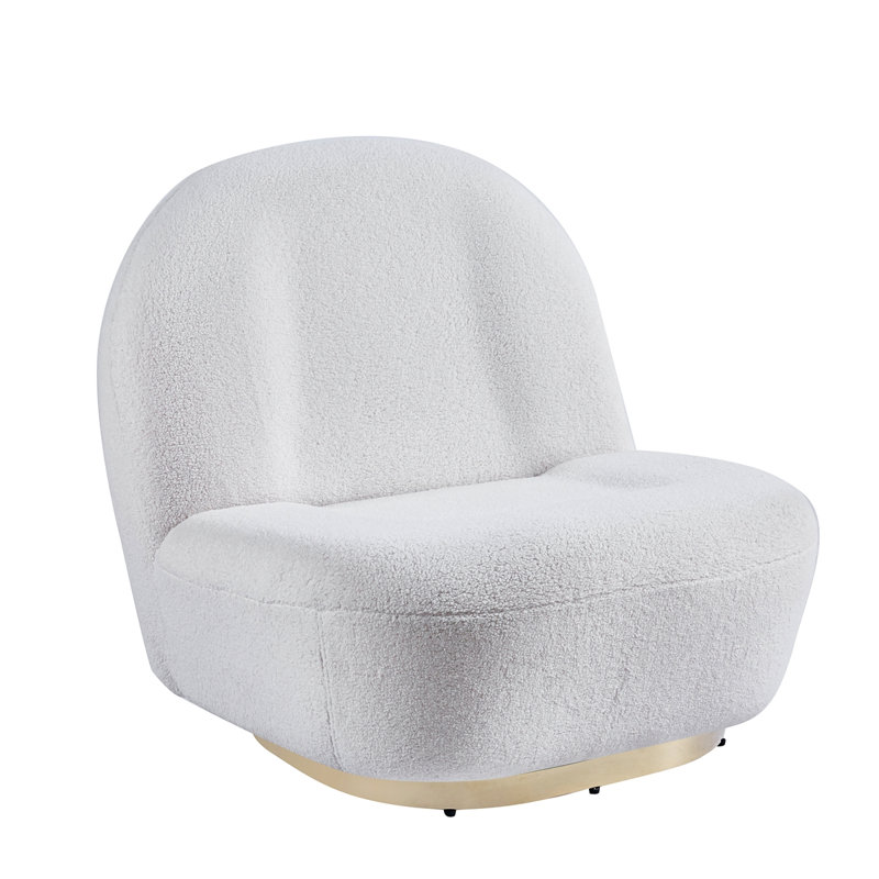 SWIVEL BARREL CHAIR,Living room chair,Bedroom chair with ergonomic curved back, White Polyester