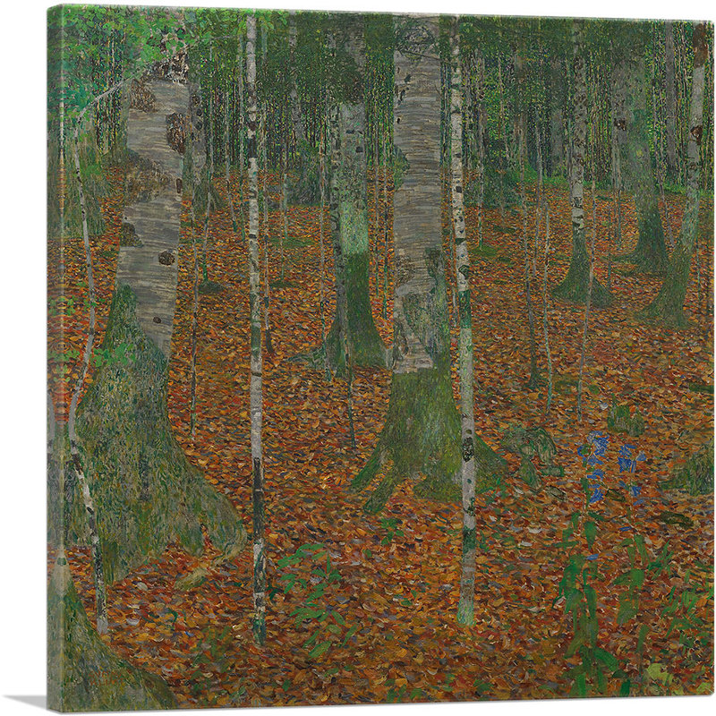 «Birch Forest 1903» par Gustav Klimt, reproduction d'art sur toile tendue, H 18 po x l 18 po x P 0,75 po