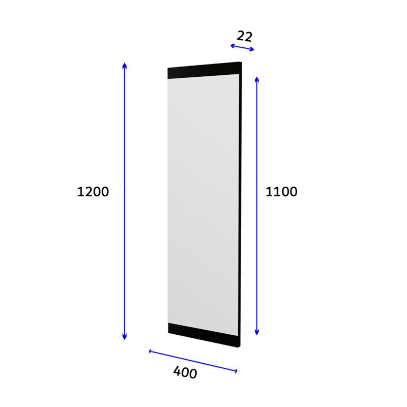 Miroir mural élégant, noir, 15,7 po x 47,2 po x 0,9 po | Cadre 100% bois aggloméré, verre écologique Fllot-E | Design moderne, parfait pour le vestibule, le salon ou la chambre à coucher | Fixation murale facile, décoration élégante et élégante