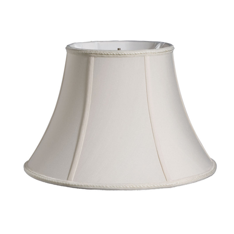 Cream Silk Bell Lampshade with Vertical Piping, 12"