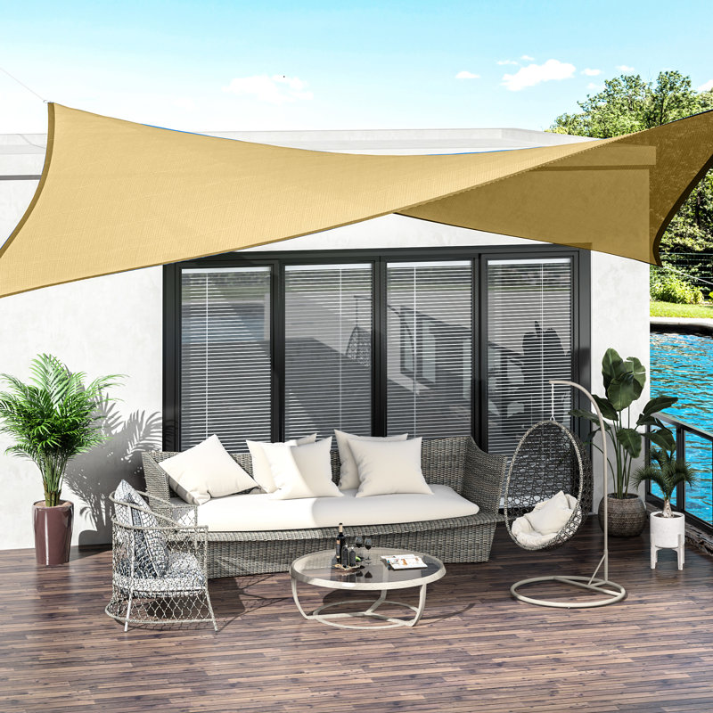 Voile d'ombrage 13 'X 20', sable, résistance, pour terrasse de piscine et de cour avec auvent en corde 20 ', dispositif de blocage, jardin