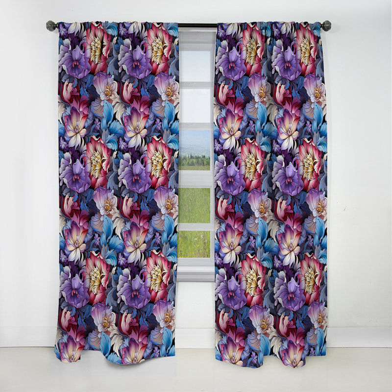 Miroir floral motif tropical III - Rideau floral - Rideau occultant floral - 1 panneau, L 52 po x L 84 po