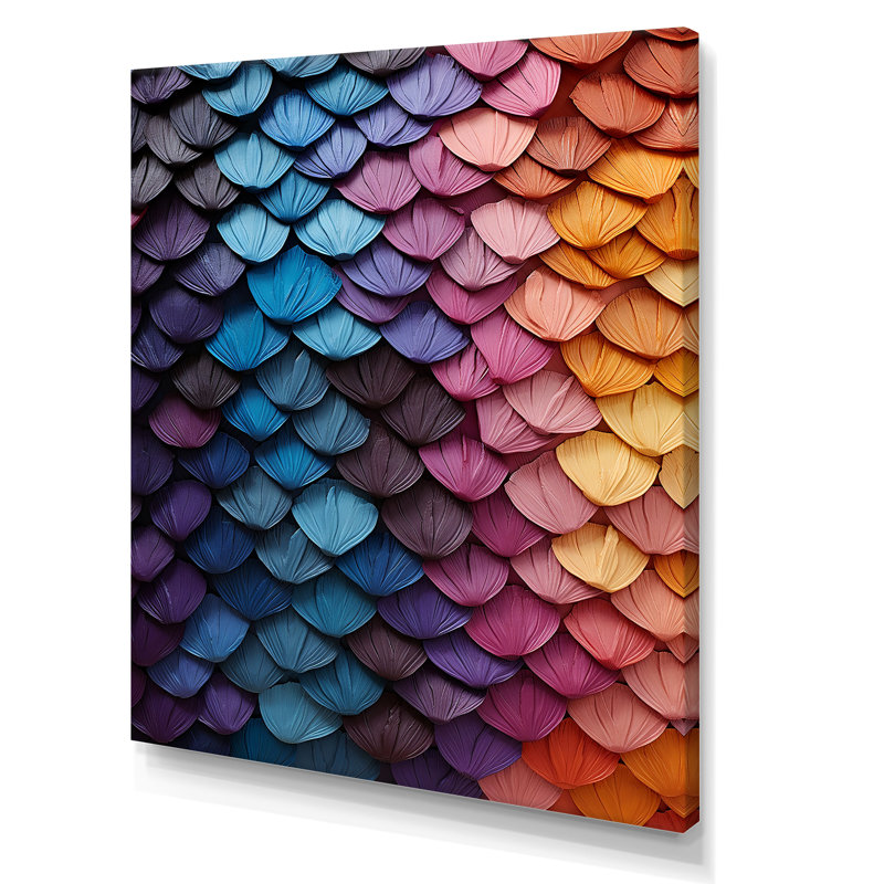 «Colorful Rainbow Scales II» - art mural abstrait, H 44 po x l 34 po x P 1,5 po, Toile tendue