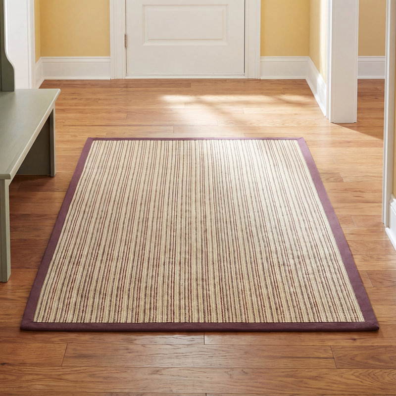Tapis beige / mauve à rayures sisal, Rectangulaire 3 pi x 5 pi