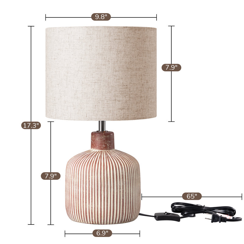 Cleofe Ceramic Table Lamp, Red