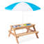 Table de pique-nique d'extérieur en bois 3 en 1 avec parasol, sable convertible et wate, certification Grey Astm et Cpsia-1779081551