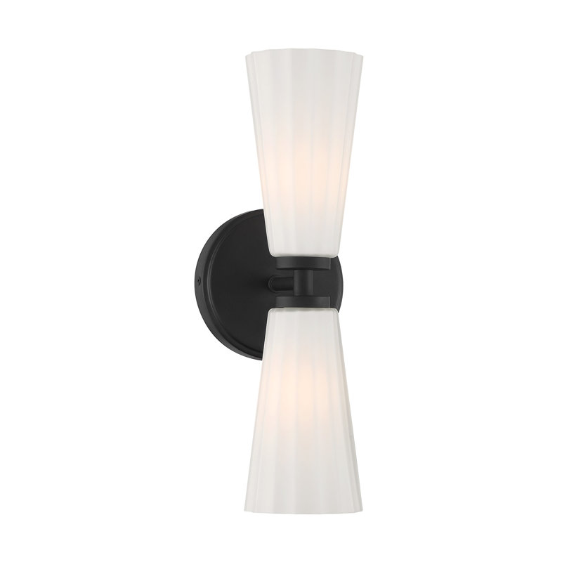 Keonta 2-Light Wall Sconce in Black, Black