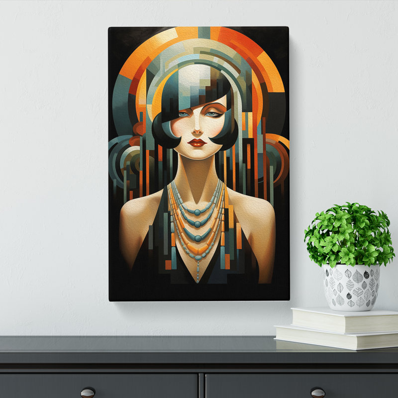 Art Deco Woman Art Informel Art - No Frame Print, 50cm H x 35cm W x 3cm D