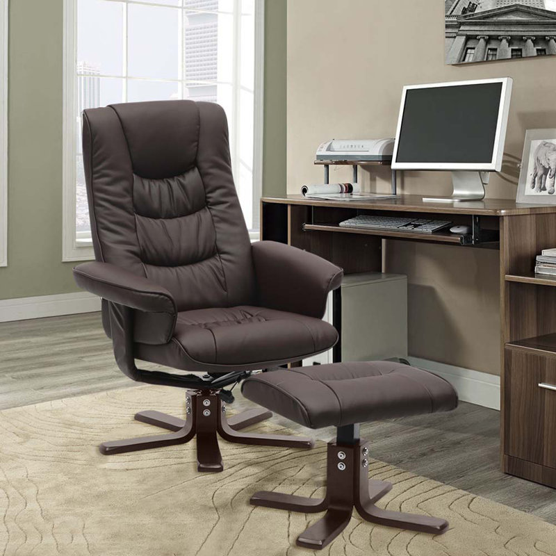 Cashaun 79cm Wide Swivel Wing Chair Recliner, Brown
