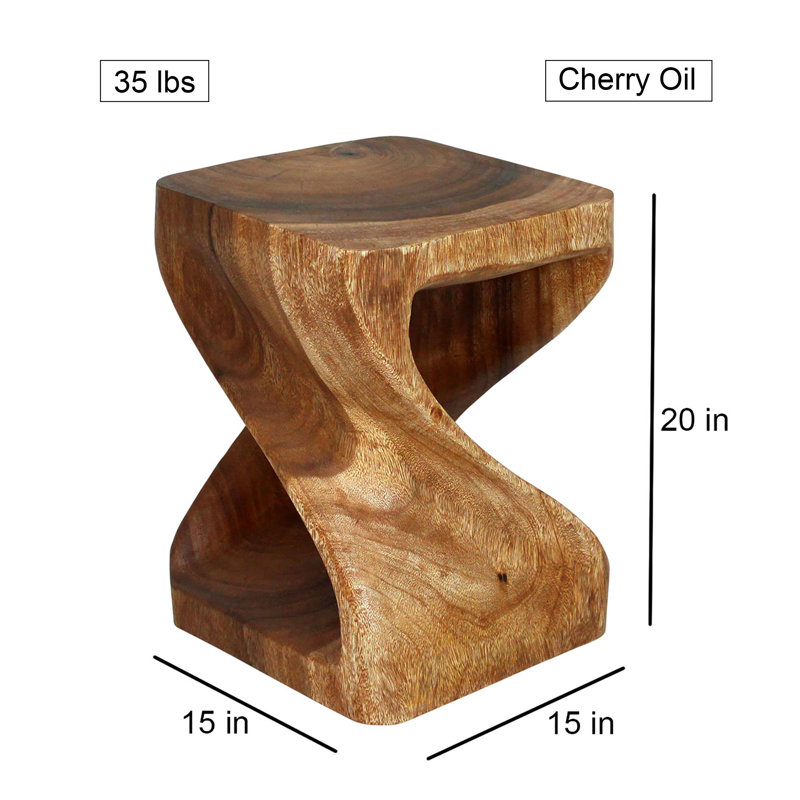 Table de bout en bois massif Channen, H 20 po x l 15 po x P 15 po, Bois brun