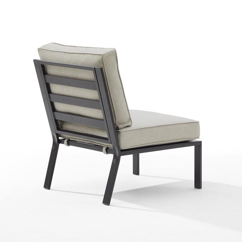 Chaise de patio en métal avec coussins Stillas, Taupe
