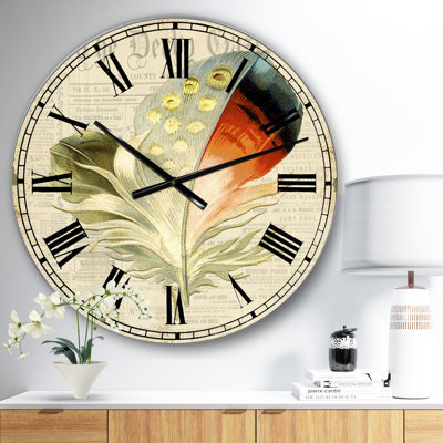 Grande horloge murale colorée en plumes élégantes IV