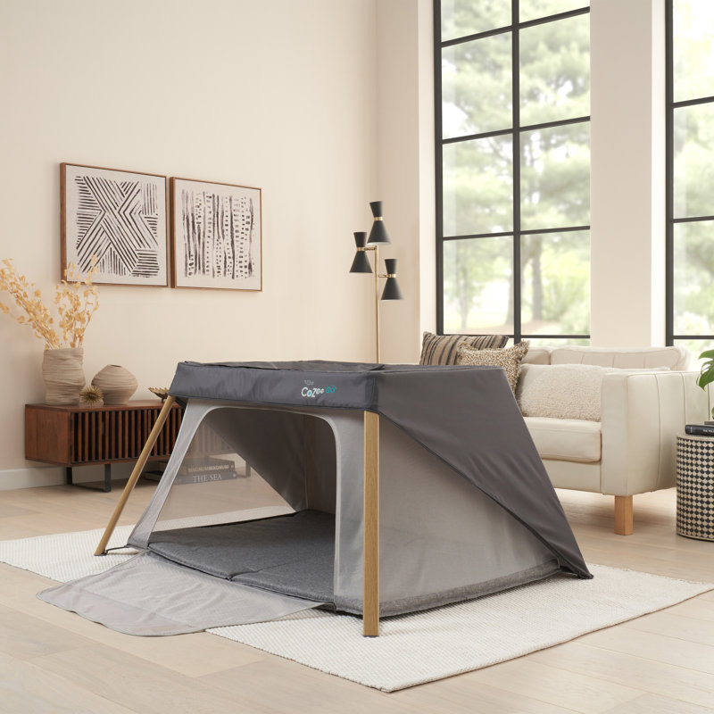 CoZee Go 3-in-1 Bassinet, Travel Cot & Playpen with Day and Night Shade, Natural/Grey